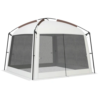 Outsunny 10' x 10' Screen Tent, UV50+ Protection Outdoor Screen House with Carry Bag & Ground Stakes, Fits 6-8 People, White