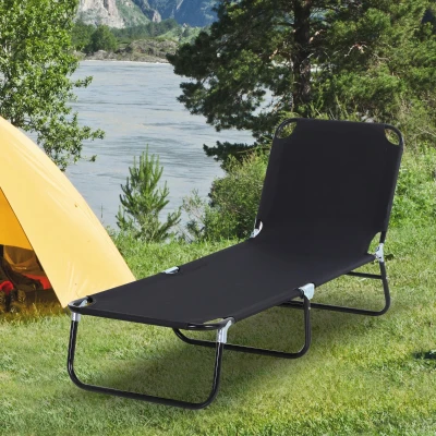 Outsunny Folding Chaise Lounge Chairs, Outdoor Reclining, Black