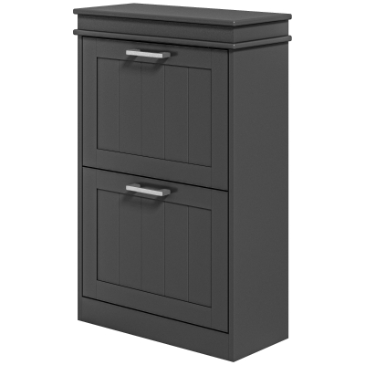 HOMCOM Shoe Storage Cabinet with 2 Flip Drawers and Adjustable Shelves, Narrow Shoe Cabinet for 10 Pairs of Shoes, Black
