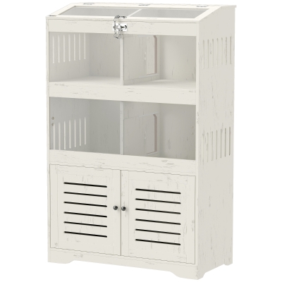 PawHut Large Hamster Cage with Storage Cabinet, Clear Panels, White
