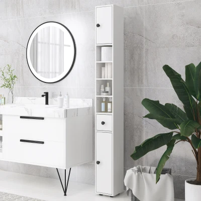 kleankin 71" Bathroom Storage Cabinet with Shelves & 2 Cabinets, White