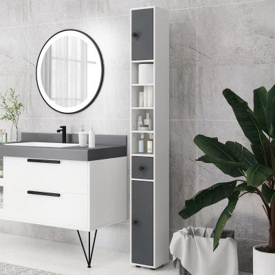Bathroom Cabinet 7.75" x 7.75" x 70.75" Gray