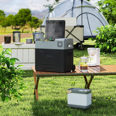 Outsunny 50 Liter Car Refrigerator Portable Freezer 12/24V Electric Cooler Box for Camping, Travel, Picnic, Down to -20℃
