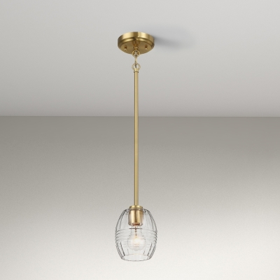 Single Pendant Chain Hanging Light with Clear Glass Shade, Clear+Gold