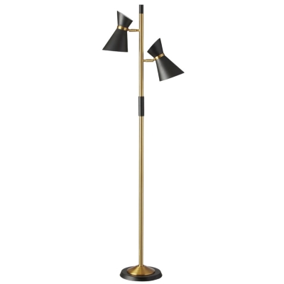 Axis Brassed Gold Floor Lamp with 4-Way Switch, Black+Gold