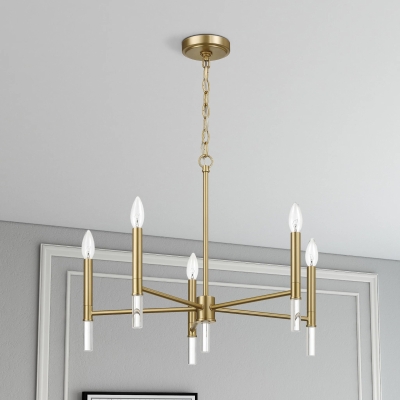 Courtyard Five Light Candle Light Chandelier with Elegant Design, Clear+Gold