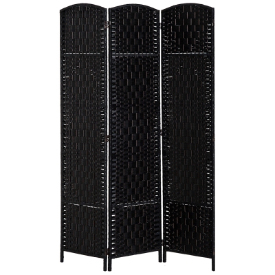 HOMCOM 6FT Tall Folding Wicker Room Divider, Black
