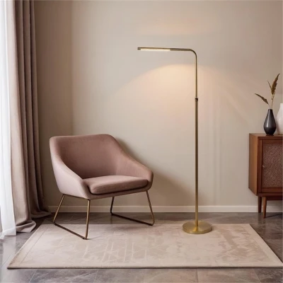 Verve Brassed Floor Lamp with On/Off Switch, Gold