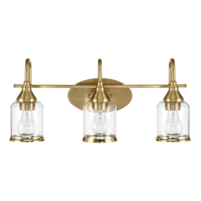 Twilight Three-Light Vanity Light with Contemporary Design, Clear+Gold