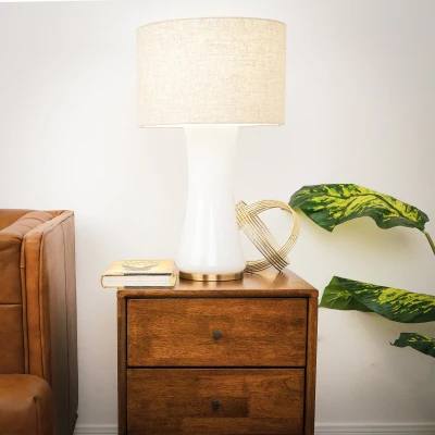 Cascade Glass Table Lamp with Golden Base, Beige,Gold+White