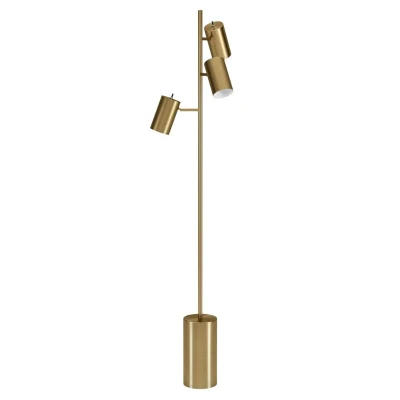 Elegant Brassed Floor Lamp with Triple Spot Design, Gold