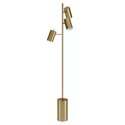 Elegant Brassed Floor Lamp with Triple Spot Design, Gold