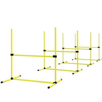 PawHut Set of 4 Dog Agility Training Equipment Adjustable Jump Bar Pet Exercise Kit with Carrying Bag (Yellow)