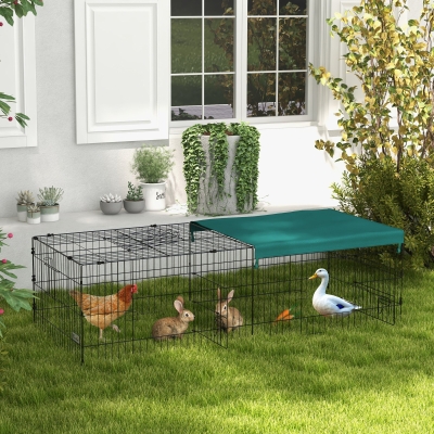 PawHut Small Animal Cage with Roof, Indoor/Outdoor Use, for Chicken, Rabbits, Chinchillas, 73" x 30" x 20", Green