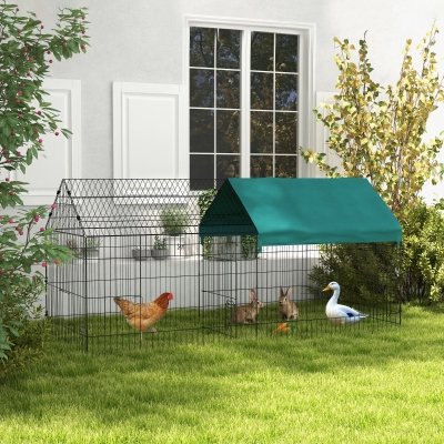PawHut 87" Small Animal Cage with Roof, Indoor/Outdoor Use,  for Chicken, Rabbits, Chinchillas, Green
