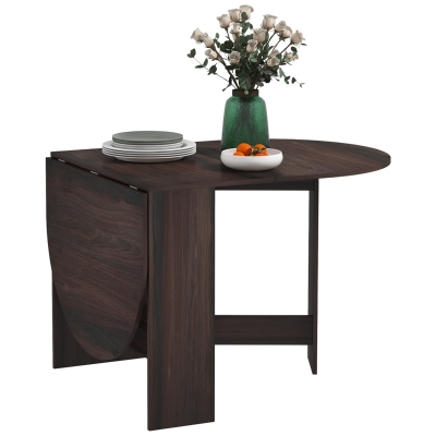 HOMCOM Oval Folding Dining Table, Space Saving Drop Leaf Kitchen Table for Dining Room, Living Room, Distressed Brown