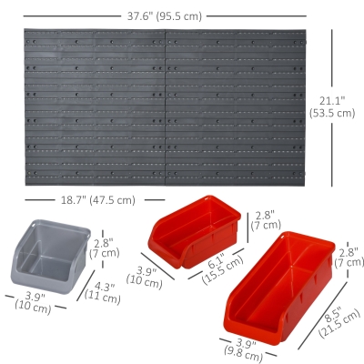 DURHAND 44 Piece Wall Mounted Tool Organizer Rack Kit with