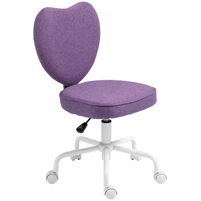 HOMCOM Heart Back Office Chair with Adjustable Height, Purple