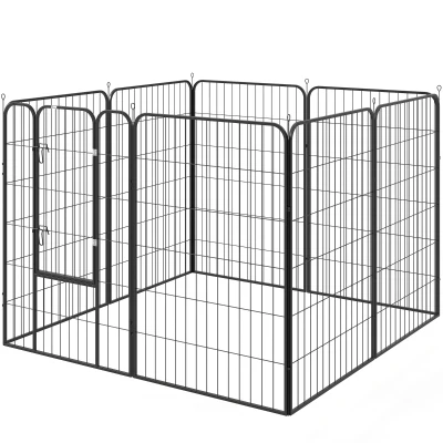 PawHut 8 Panel Pet Playpen Play Yard Fence Home DIY Heavy-Duty Metal Foldable Indoor Outdoor 47"H