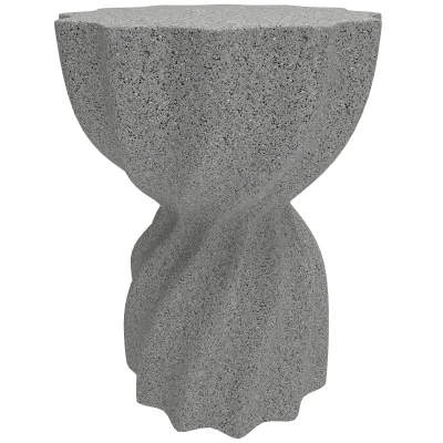 Outsunny Spiral Decorative Garden Stool, Flower Top Outdoor Stool Side Table Plant Stand Footstool for Indoor Outdoor, Grey