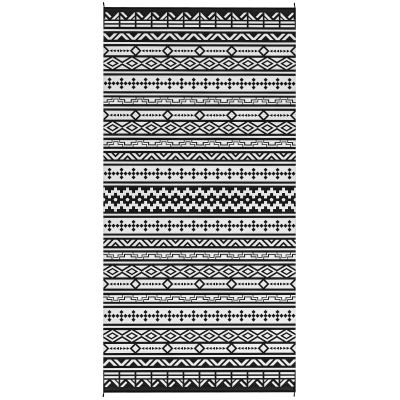 Outdoor Rug 215.7" x 107.9" x 0.12" Black and White Geometric Wall