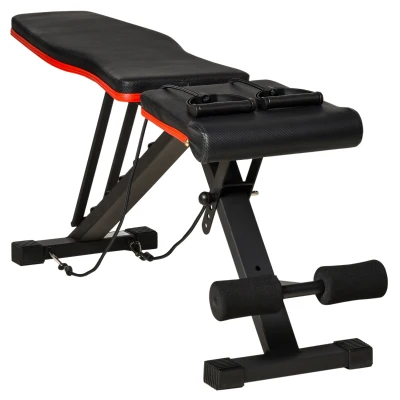 Soozier Adjustable Workout Bench, Foldable Weight Bench with Leg Extension and Preacher Pad, 264LBS Weight Capacity, for Home Gym, Black and Red