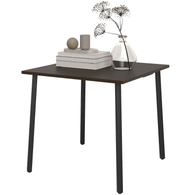 Outsunny Patio Dining Table with Umbrella Hole for 4 People, Aluminium Legs, for Backyard Lawn Balcony, 31.5" x 31.5", Brown