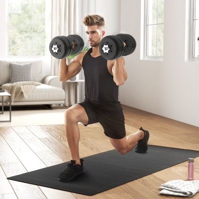 Soozier 66 lbs Adjustable Dumbbells Weight Set Dumbbell Hand Weight Barbell for Body Fitness Lifting Training for Home Office Gym, Black