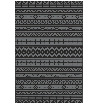 Outdoor Rug 71.7" x 107.9" x 0.12" Black and Gray Geometric Wall