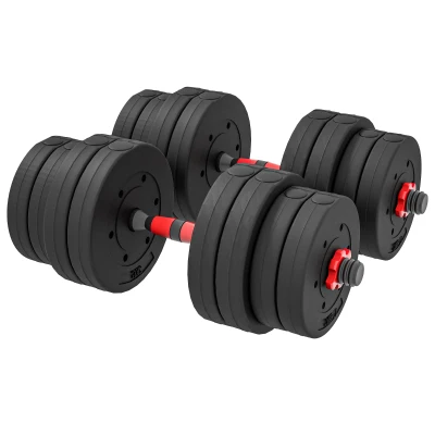Soozier 66lbs 2-in-1 Adjustable Dumbbells Weight Set, Dumbbell Hand Weights Barbell for Body Fitness, Lifting Training for Home, Office, Gym, Black and Red