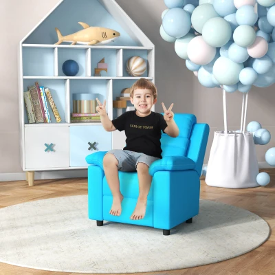 Qaba Kids Recliner Chair with Armrest & Footrest, Blue