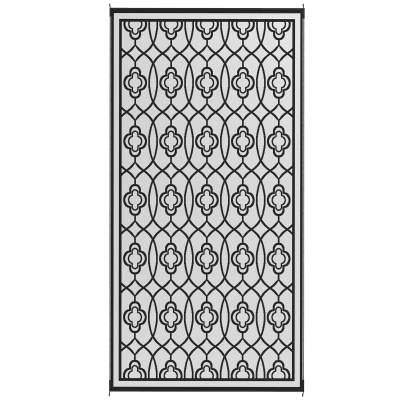 Outsunny 9' x 18' Outdoor RV Rug, Reversible Patio Floor Mat with Carry Bag, Lantern, Black and White