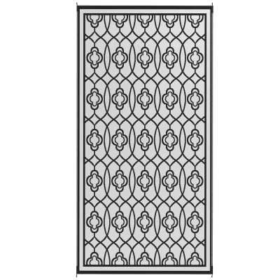 Outsunny 9' x 18' Outdoor RV Rug, Reversible Patio Floor Mat with Carry Bag, Lantern, Black and White