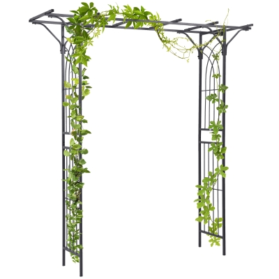 Outsunny 82" Metal Garden Trellis Arch, Durable Steel, Wedding Decor