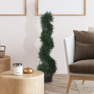 Outsunny 3FT Faux Cedar Spiral Tree, Pre-potted for Indoor/Outdoor