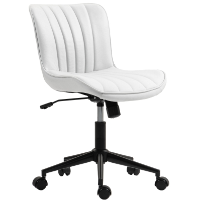 HOMCOM Armless Office Chair, 360° Swivel Desk Chair with Adjustable Height & Tilt Function for Home Office, Study, Cream White