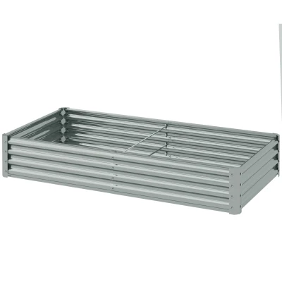 Outsunny 6 x 3 x 1ft Galvanized Raised Garden Bed, Reinforced Outdoor Planter Box with Open Bottom, Silver