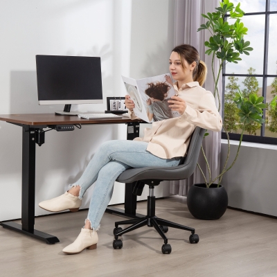 HOMCOM Armless Office Chair, 360° Swivel Desk Chair with Adjustable Height & Tilt Function for Home Office, Study, Dark Grey