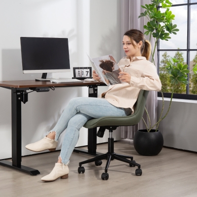 HOMCOM Armless Office Chair, 360° Swivel Desk Chair with Adjustable Height & Tilt Function for Home Office, Study, Dark Green