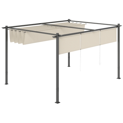 Outsunny 10' x 12' Retractable Pergola Canopy with Roller Shade, Wall-Mounted or Free Standing Patio Gazebo, UPF30+