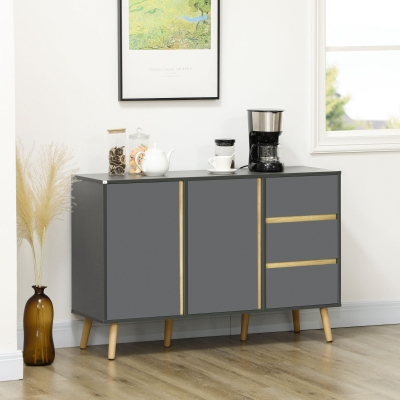 HOMCOM Sideboard Buffet Cabinet with Adjustable Shelves - Dark Grey