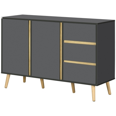 HOMCOM Sideboard Buffet Cabinet with Adjustable Shelves - Dark Grey