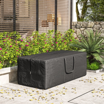 Outsunny 840L Outdoor Patio Cushion Storage Bag, UPF30+, Waterproof 600D Oxford Heavy Duty Furniture Storage Bag, Black