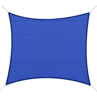 Outsunny Rectangle 20'x 16' Sun Shade Sail Top Cover Fabric Outdoor Shelter Backyard Window Garden Carrying Bag Blue
