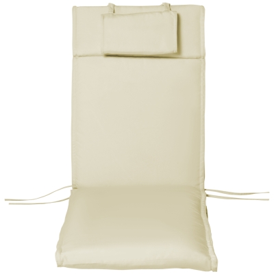 Outsunny Lounger Chair Cushion with Thick Padded, Headrest, Cream White