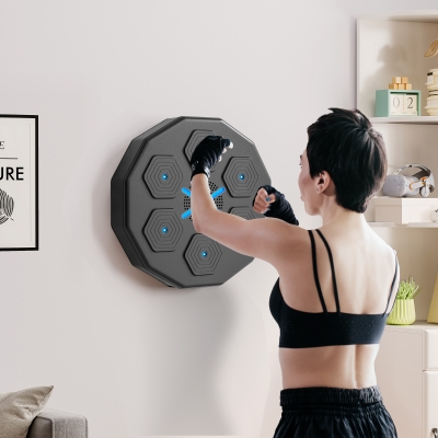 Soozier Music Boxing Machine with Gloves and Bluetooth Connection, Wall Mounted LED Light Smart Music Boxing Machine for Adults Punching Beat Training Stress Relief