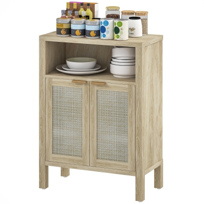HOMCOM Modern Sideboard Buffet Cabinet with Adjustable Shelf, Natural