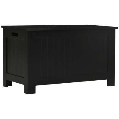 HOMCOM Large Storage Box Storage Trunk Cabinet Container with Lid and 2 Safety Hinges, Black