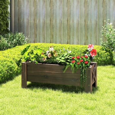 Outsunny 3.3 x 1.2 x 1.2 ft Garden Raised Bed Planter Grow Containers for Outdoor Patio Plant Flower Vegetable Pot, Carbonized