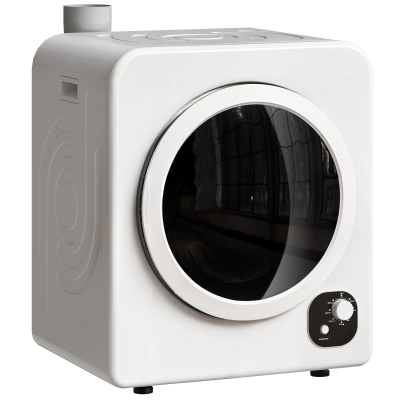 HOMCOM 1300W Portable Clothes Dryer, 3.3 Cu. Ft. Stainless Steel, White